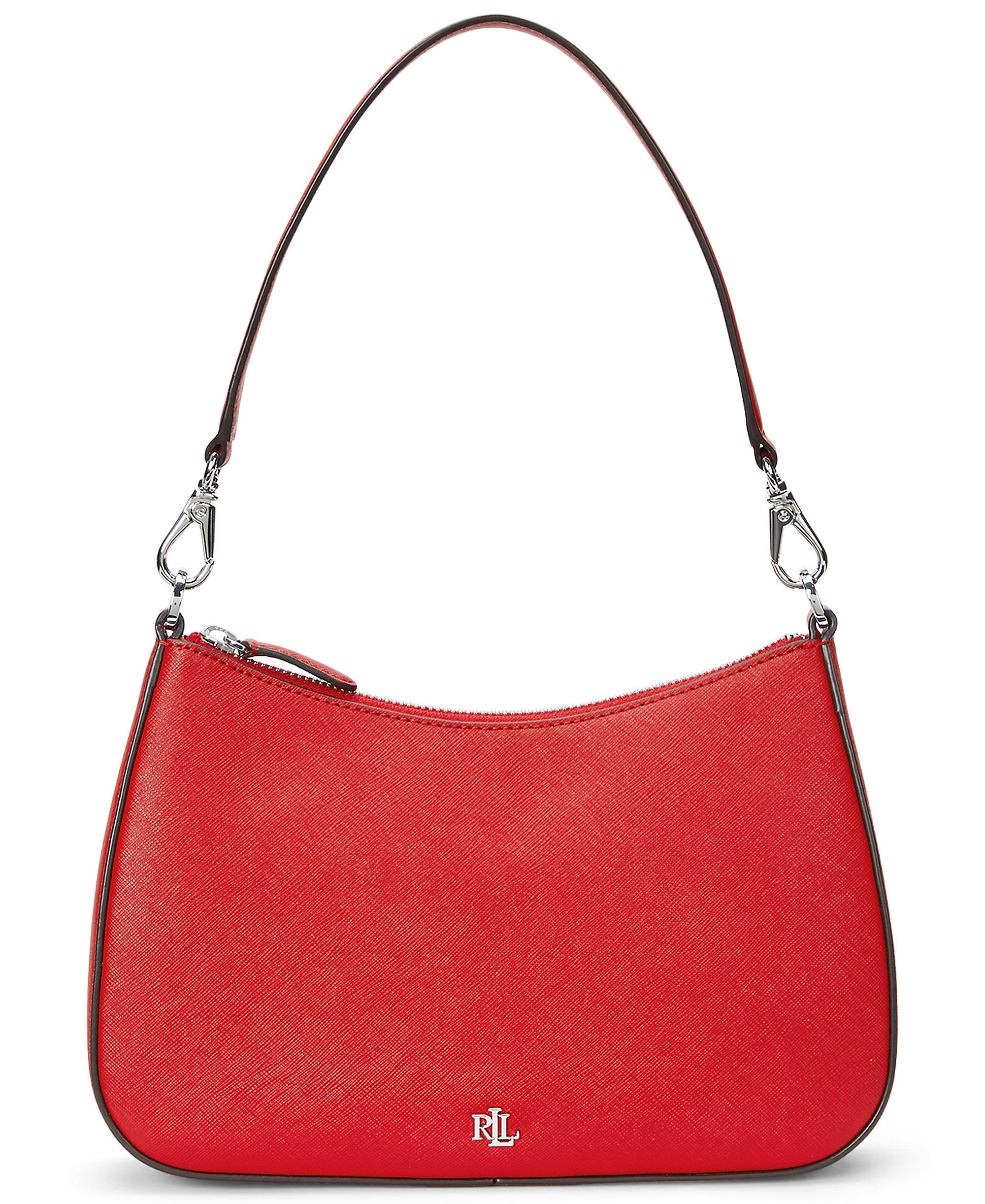 Lauren Ralph Lauren Crosshatch Leather Danni Small Shoulder Handbag - Red