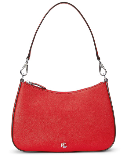 Lauren Ralph Lauren Crosshatch Leather Danni Small Shoulder Handbag - Red