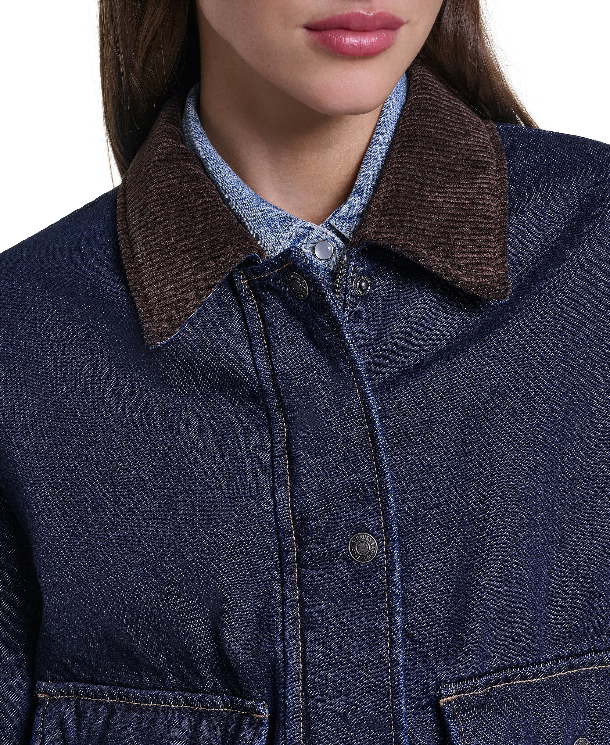 Levi's Women's Cropped Cotton Corduroy-Collar Barn Jacket - Rinse Wash