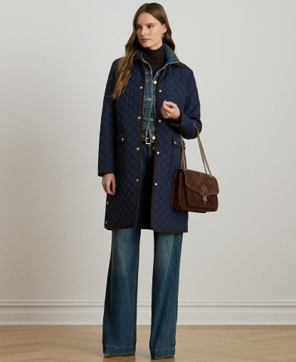 Lauren Ralph Lauren Women's Diamond-Quilted Coat, Created for Macy's - Dark Navy