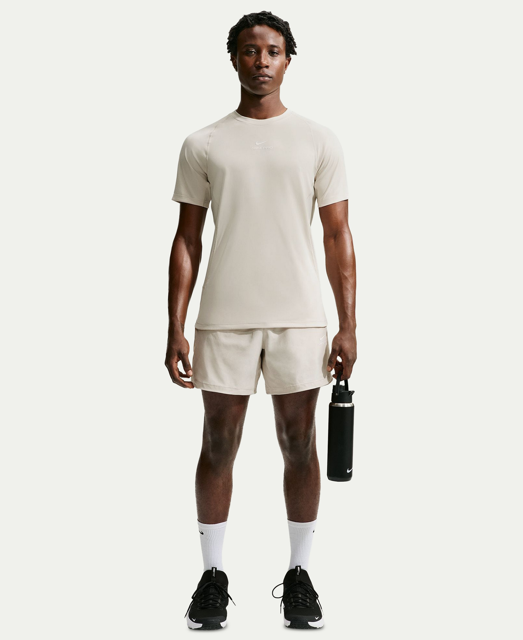 Nike Men's Pro Training Dri-Fit Short-Sleeve T-Shirt - Light Brown/White