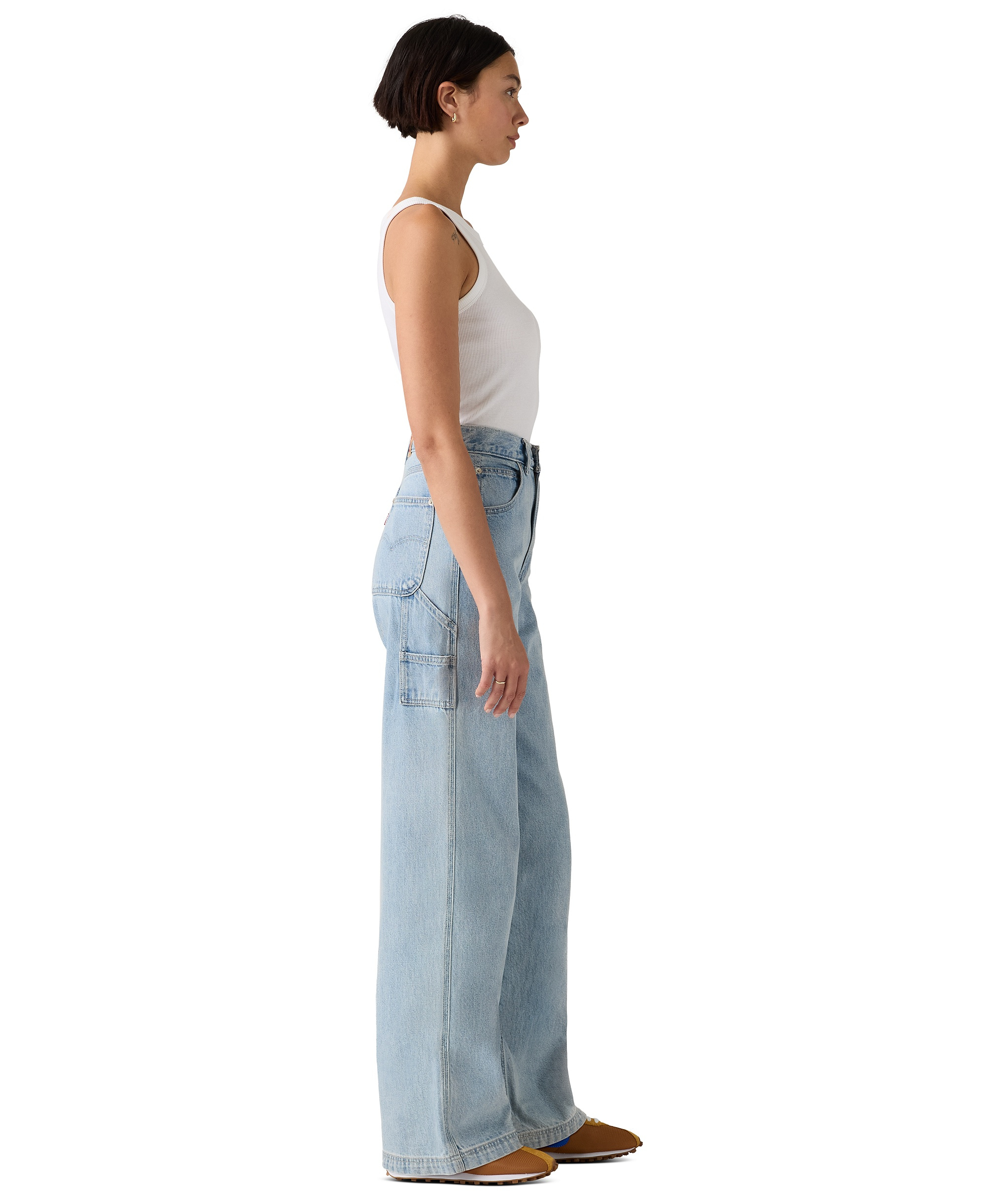 Levi's Women's Cinch-Waist Carpenter Lightweight Baggy Jeans - Summer Job Stone