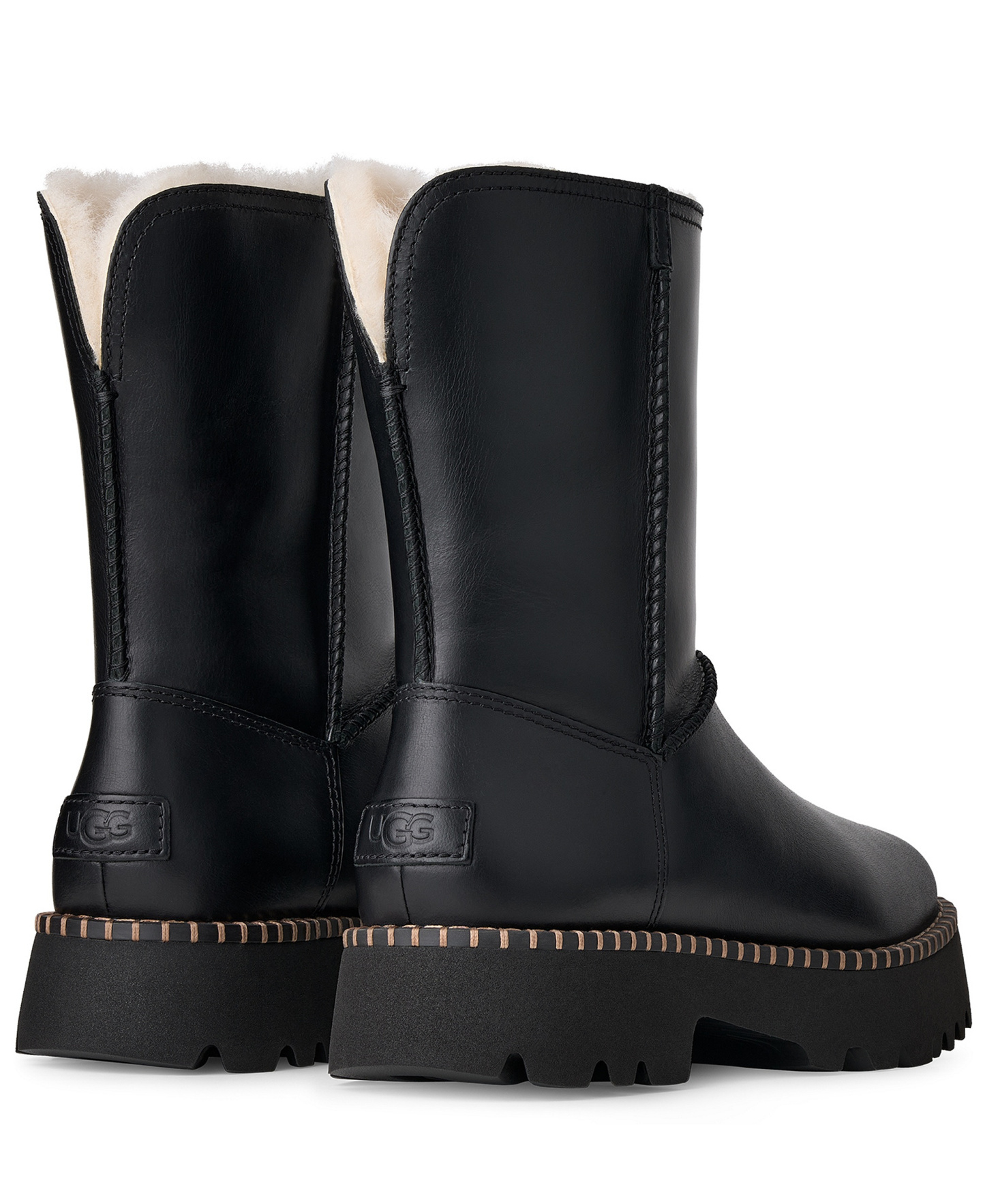UGG® Women's Uptowner Round Toe Short Booties - Black Leather