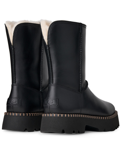 UGG® Women's Uptowner Round Toe Short Booties - Black Leather
