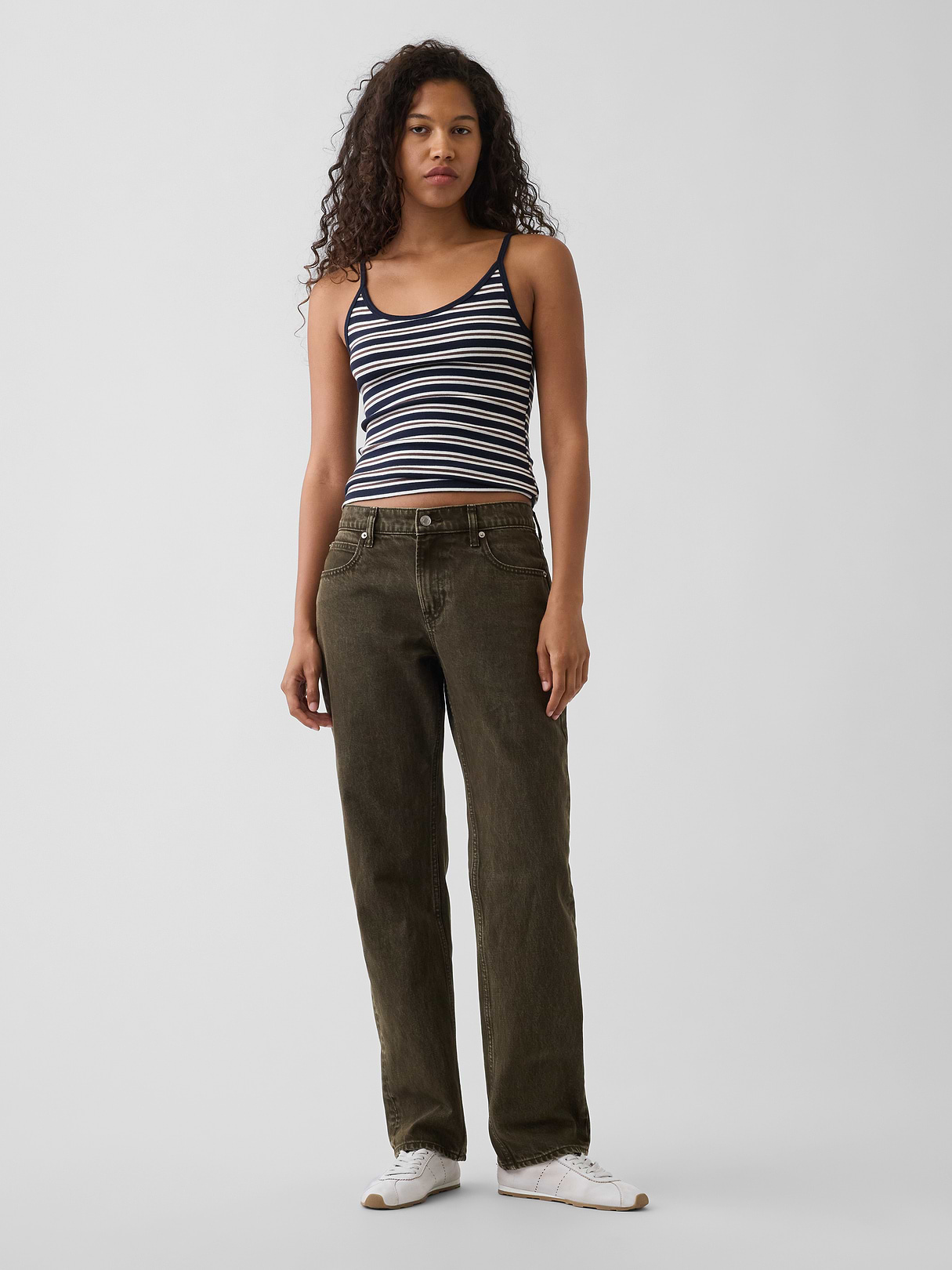 Mid Rise Straight Taper Jeans - Bamboo green