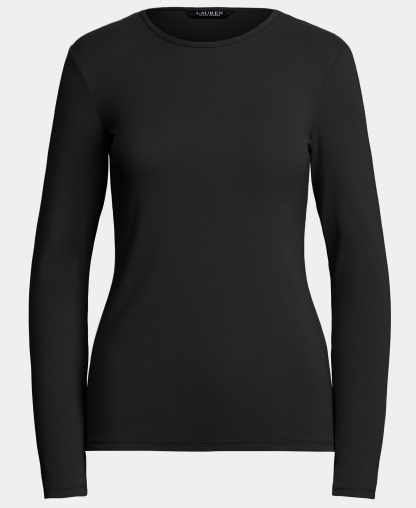 Lauren Ralph Lauren Cotton-Blend Long-Sleeve Top - Polo Black