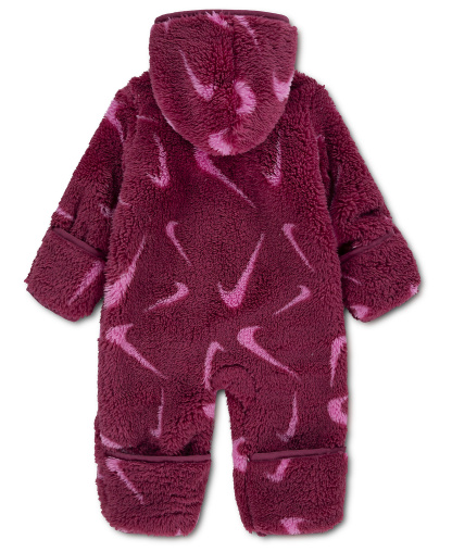 Nike Baby Boys' and Baby Girls' Hooded Printed High-Pile Fleece Coverall - Sweet Beet