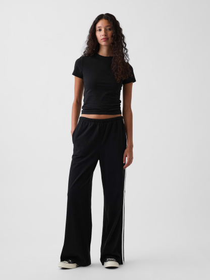 Knit Relaxed Track Pants - Black with white stripe