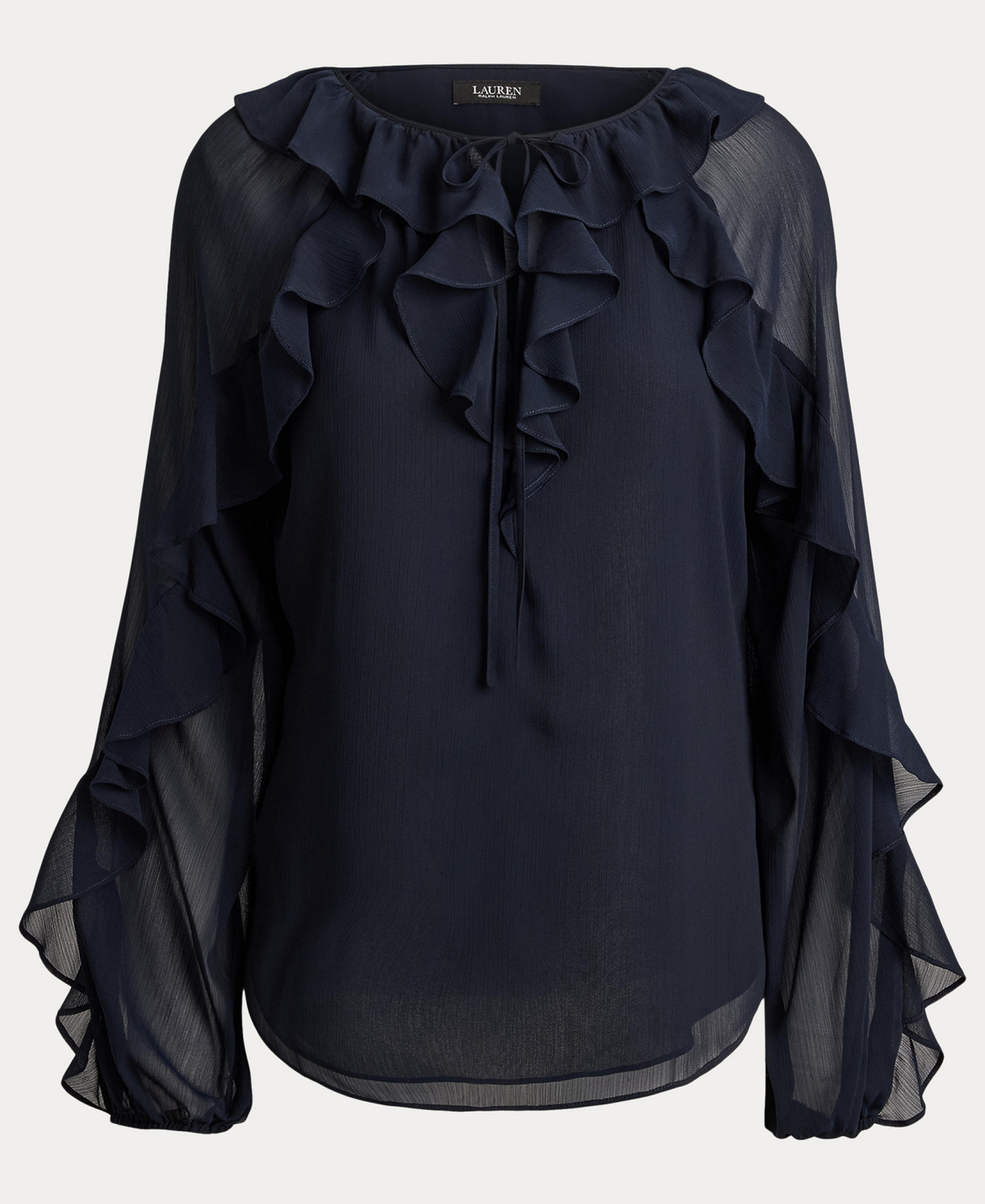 Lauren Ralph Lauren Women's Ruffle-Trim Crinkle Georgette Blouse - Lauren Navy