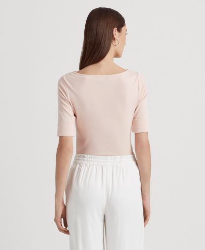 Lauren Ralph Lauren Stretch Boatneck Top - Rose