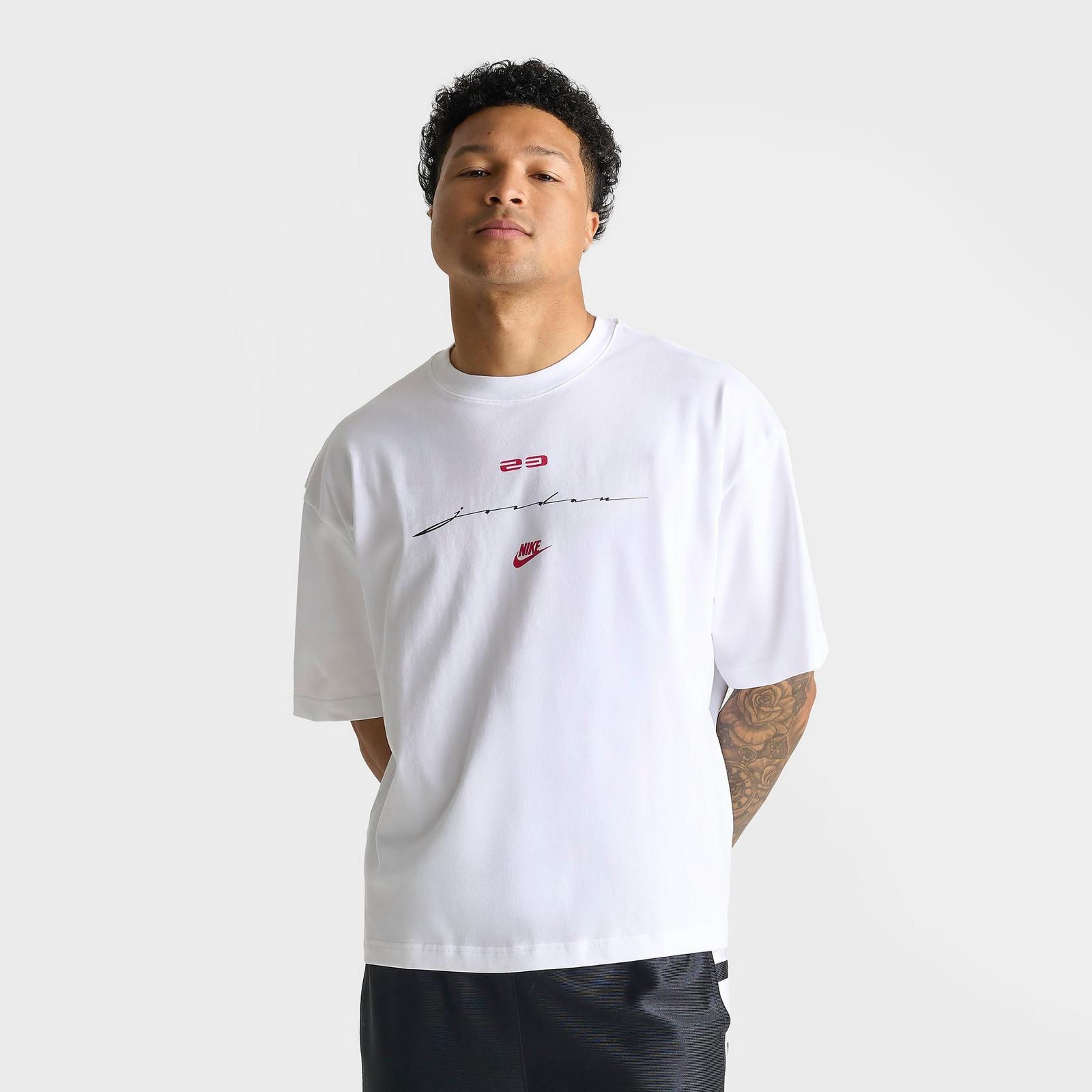 Men's Jordan Flight Script T-Shirt - White/Gym Red - view 3