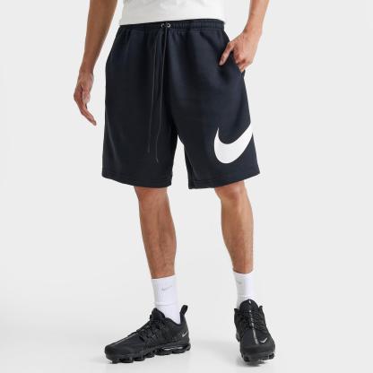 Men's Nike Club Fleece Swoosh Graphic Shorts - Black/Black/White