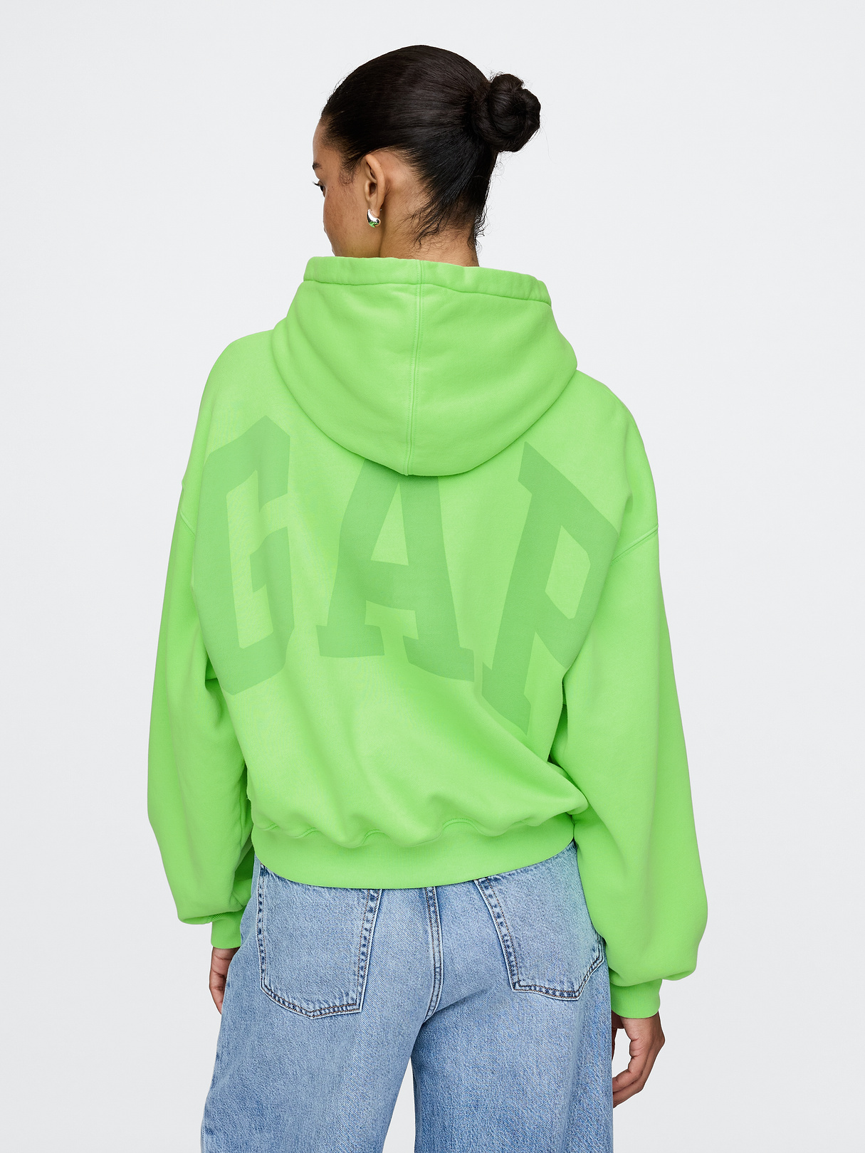 VintageSoft Crop Logo Hoodie - Jasmine green