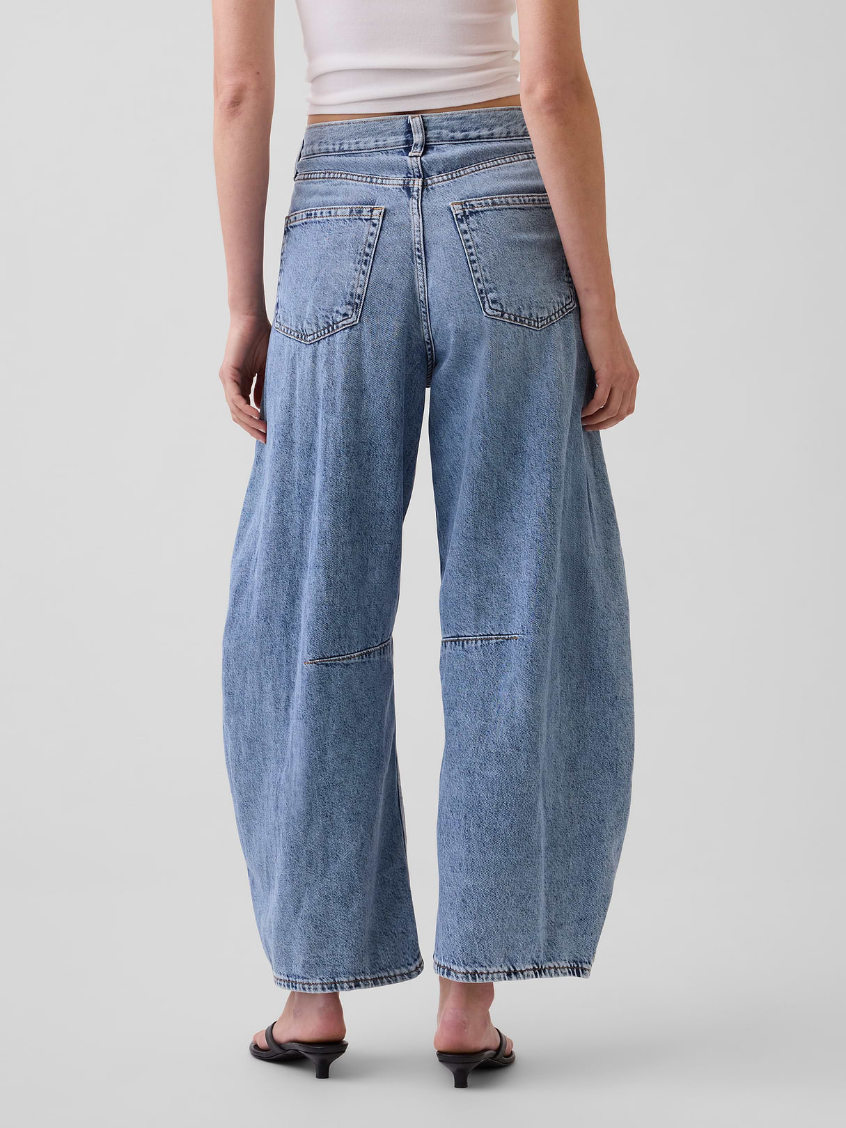High Rise UltraSoft Crossover Horseshoe Jeans - Medium indigo