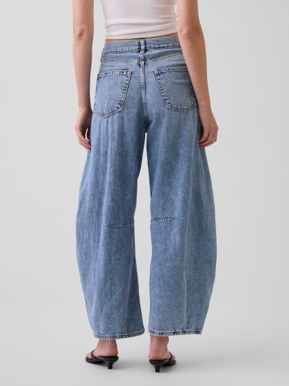 High Rise UltraSoft Crossover Horseshoe Jeans - Medium indigo
