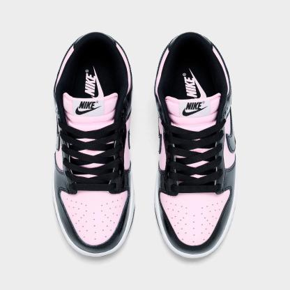 Women's Nithtke Dunk Low Patent Leather Casual Shoes - Pink Foam/Black/White - Top view