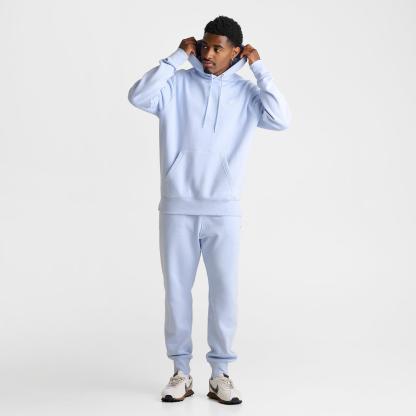 Men's Nike Club Fleece Premium Embroidered Pullover Hoodie - Hydrogen Blue/Hydrogen Blue/White