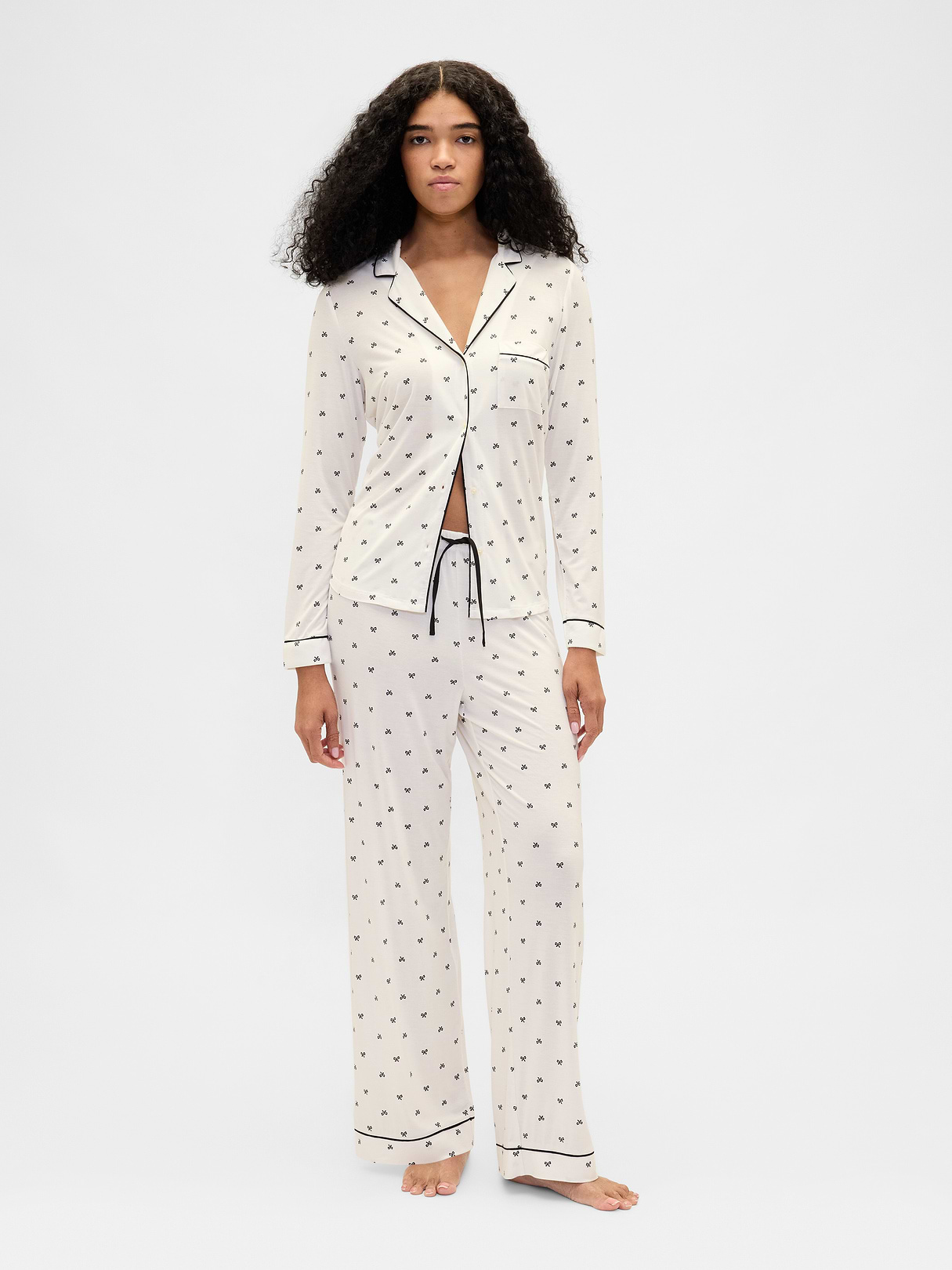 SoftMade Modal PJ Top - Black bow print