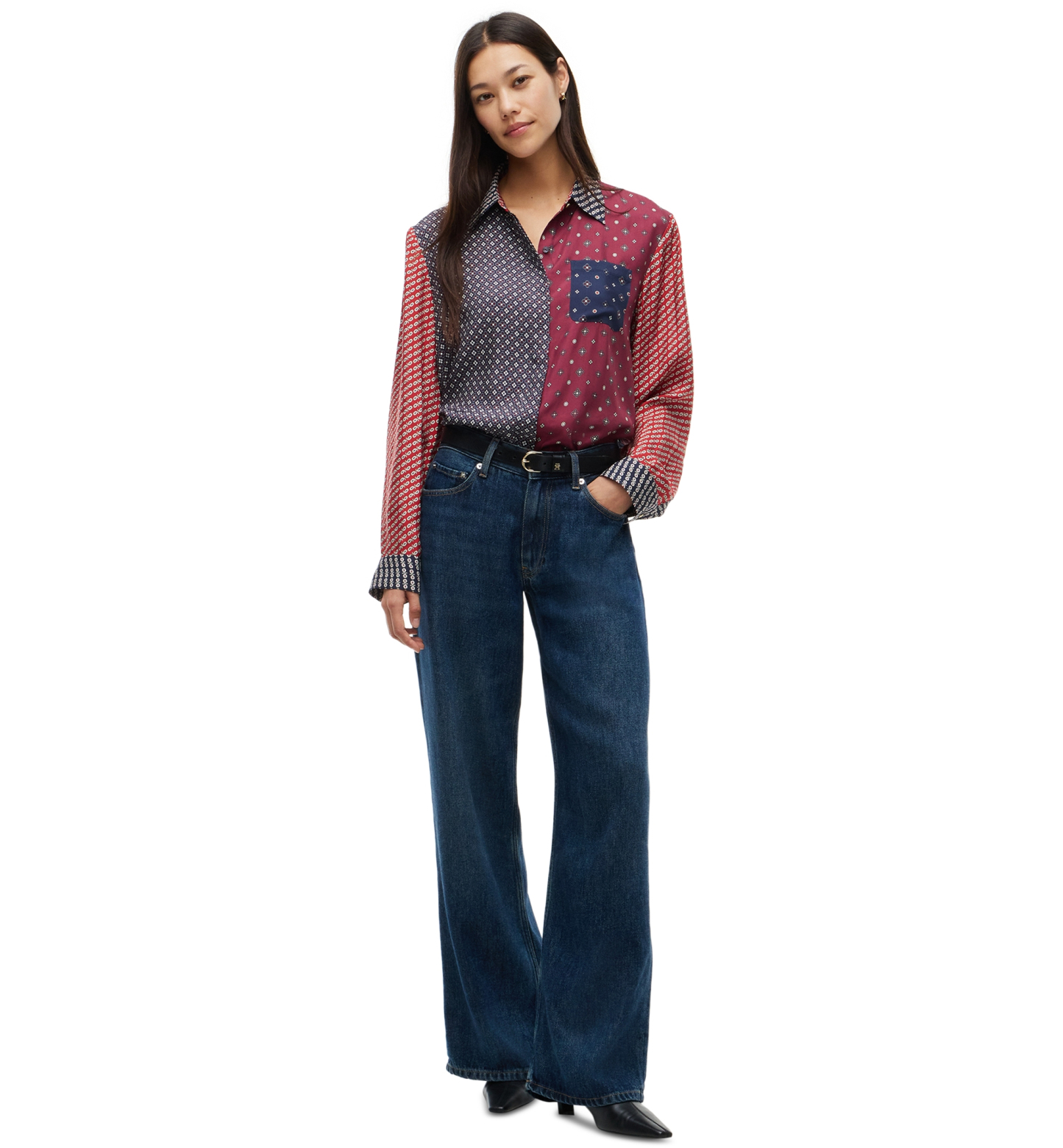 Tommy Hilfiger Women's American Icons Patchwork Long-Sleeve Shirt, Macy's Exclusive - Patchwork Print