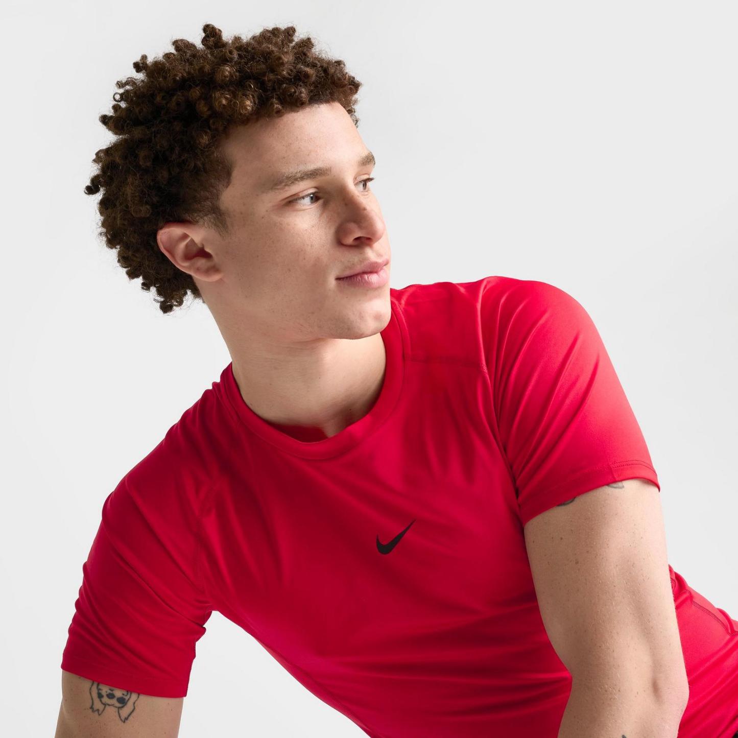 Men's Nike Pro Dri-FIT Tight Short-Sleeve Fitness Top - University Red/Black
