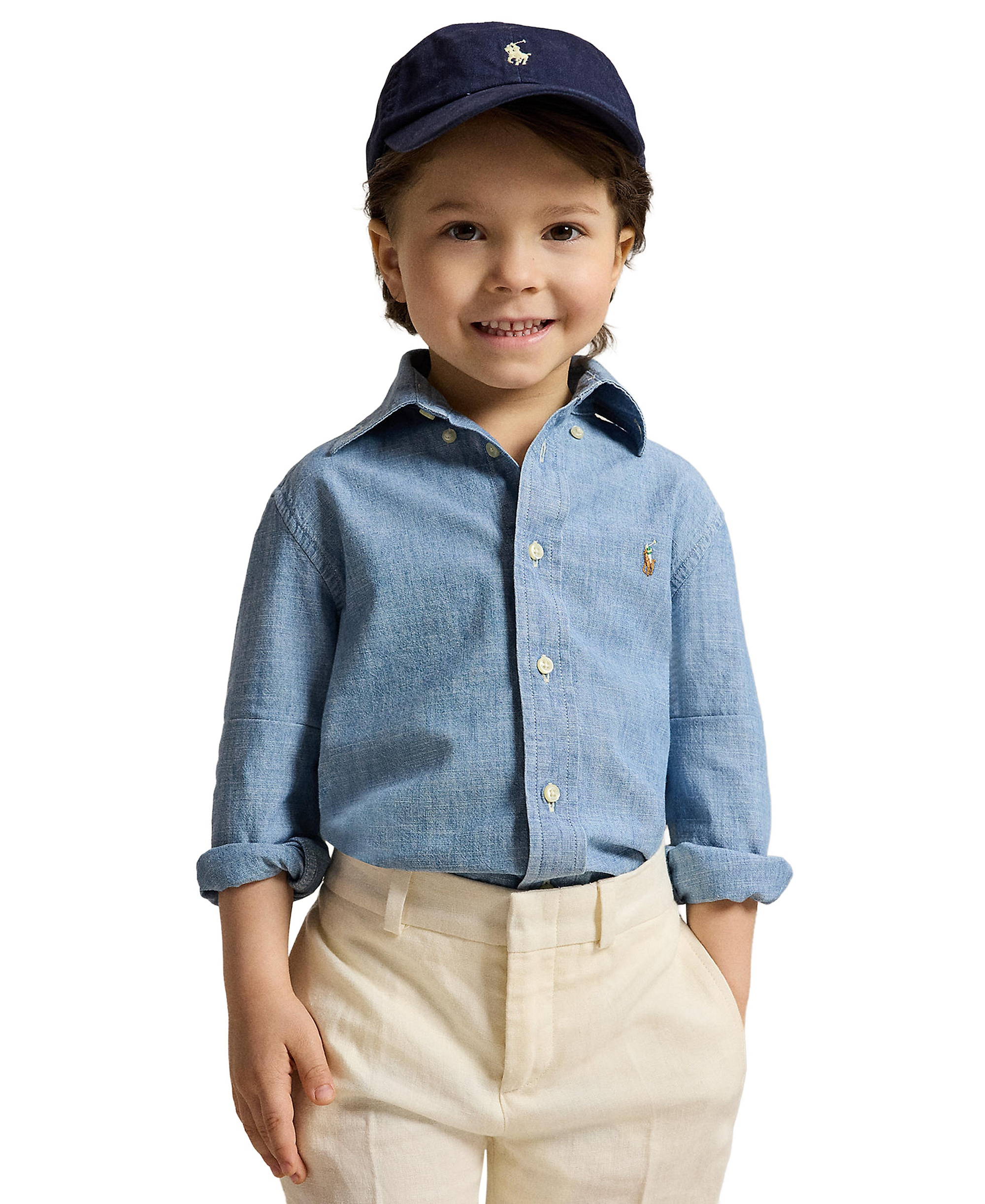 Polo Ralph Lauren Toddler and Little Boys Cotton Chambray Shirt - Light Blue