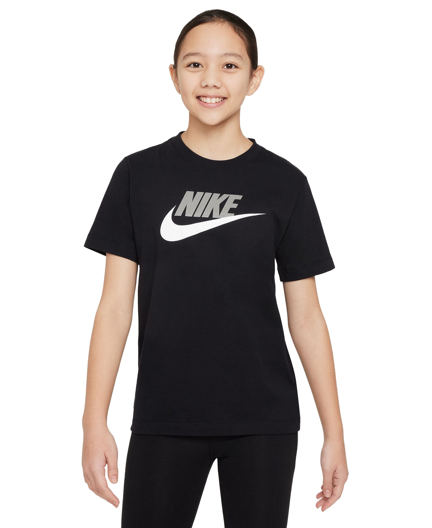 Nike Boys' and Girls' 6-20 Sportswear Logo Graphic T-Shirt - Black