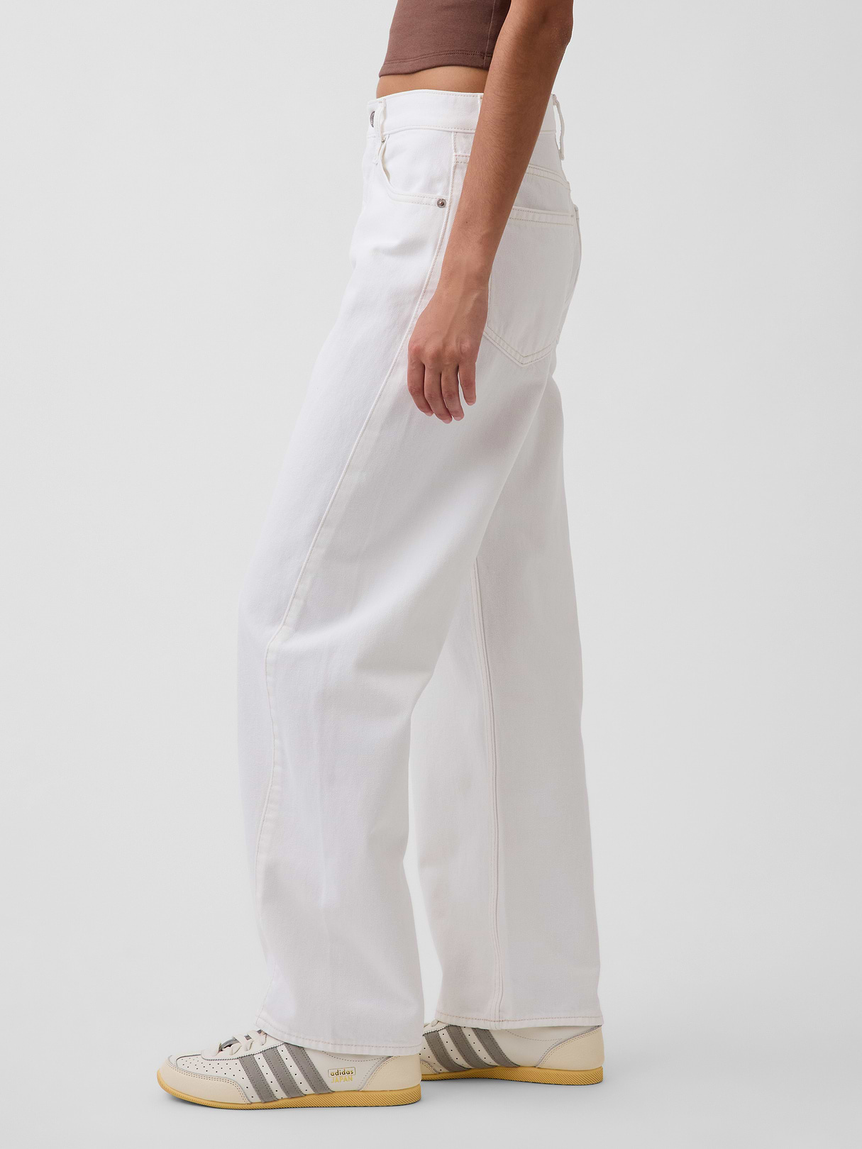 High Rise Barrel Jeans - Optic white