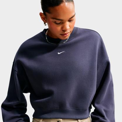Women's Nithtke Studio Fleece Medium Weight Oversized Cropped Crewneck Sweatshirt - Gridiron/Sail