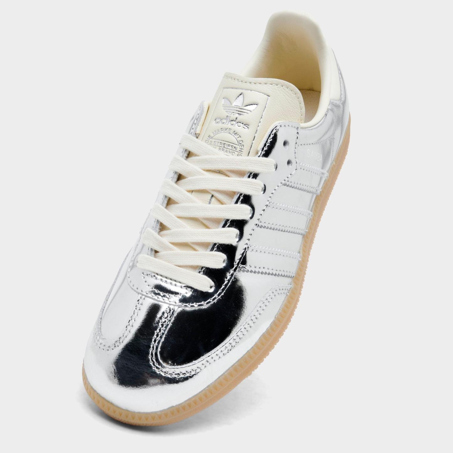 Women's adidas Originals Samba OG Casual Shoes - Part 5 - Silver Metallic/Silver Metallic/Gum - Detail shot