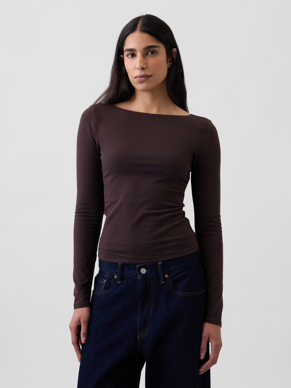CloseKnit Jersey Scoop-Back T-Shirt - Terra brown