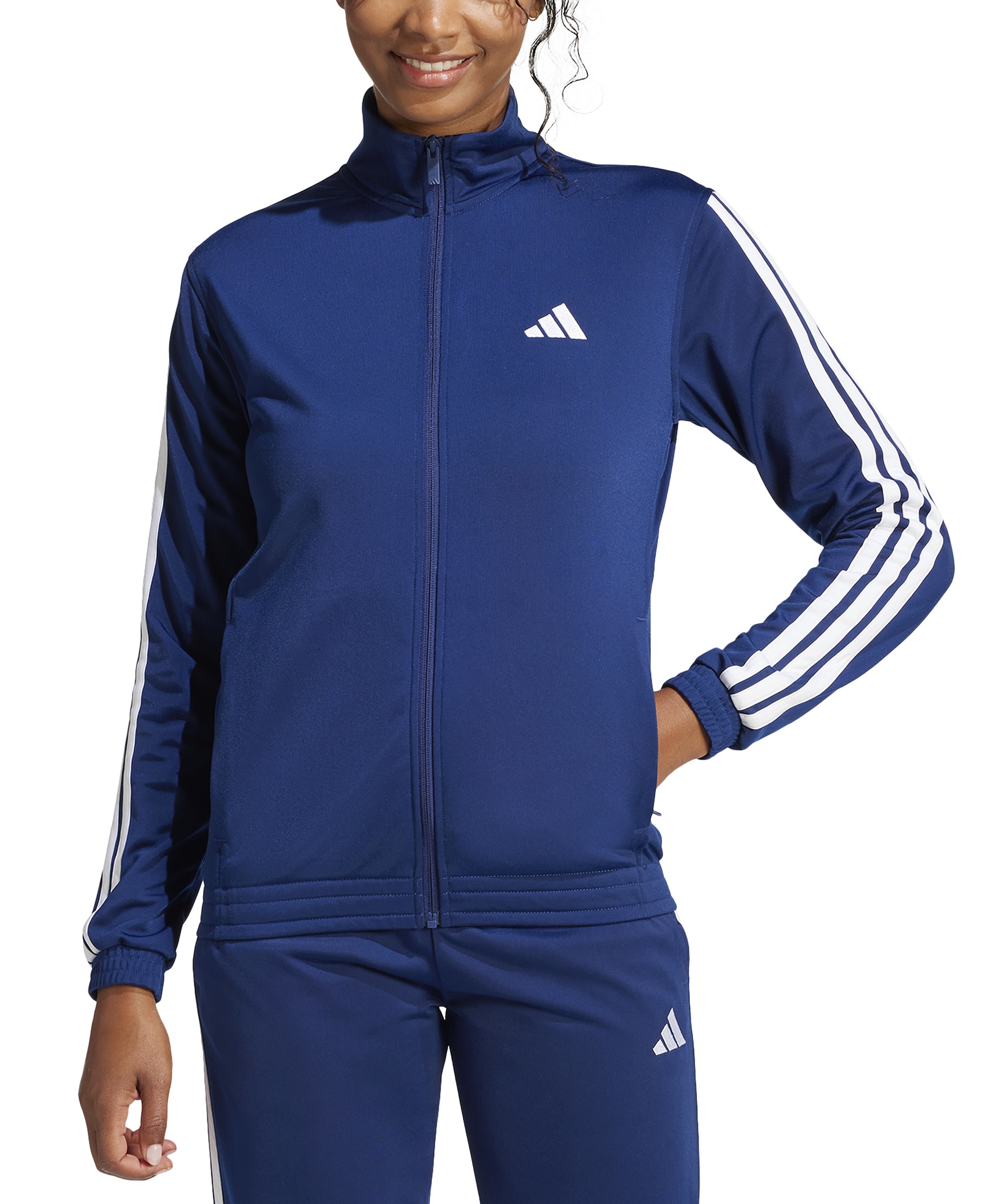 adidas Women's Tricot 3-Stripes Track Jacket - Dark Blue/white