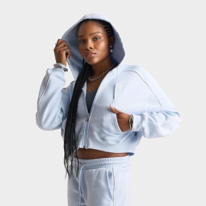 Women's New Balance Piped Cropped Full-Zip Hoodie - Oxford Blue - view 1