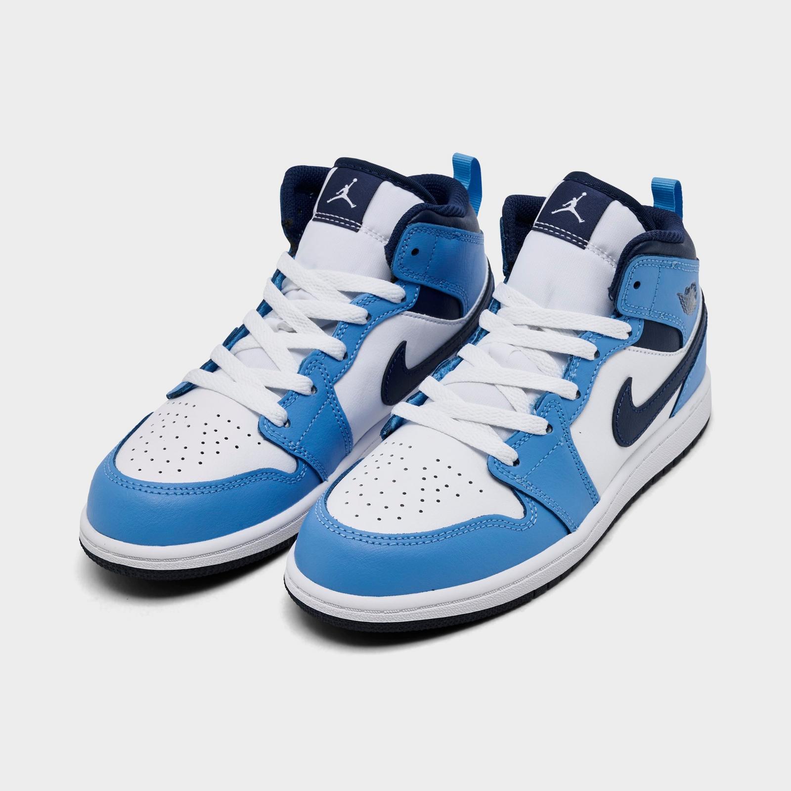Little Kids' Air Jordan Retro 1 Mid Casual Shoes - Midnight Navy/University Blue - view 2
