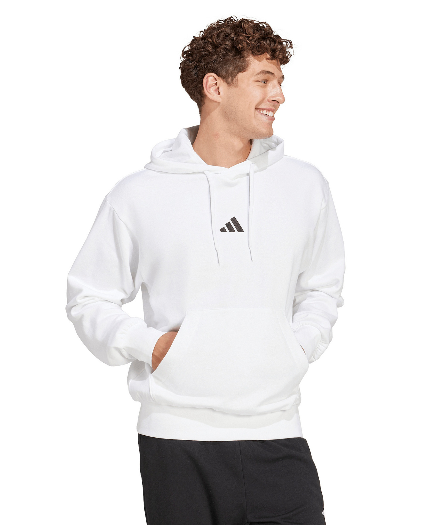 adidas Men's Essentials Feel Cozy Fleece Hoodie - White/Black