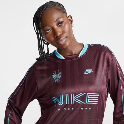 Women's Nike Sportswear Long-Sleeve Jersey Top - Burgundy Crush/Baltic Blue