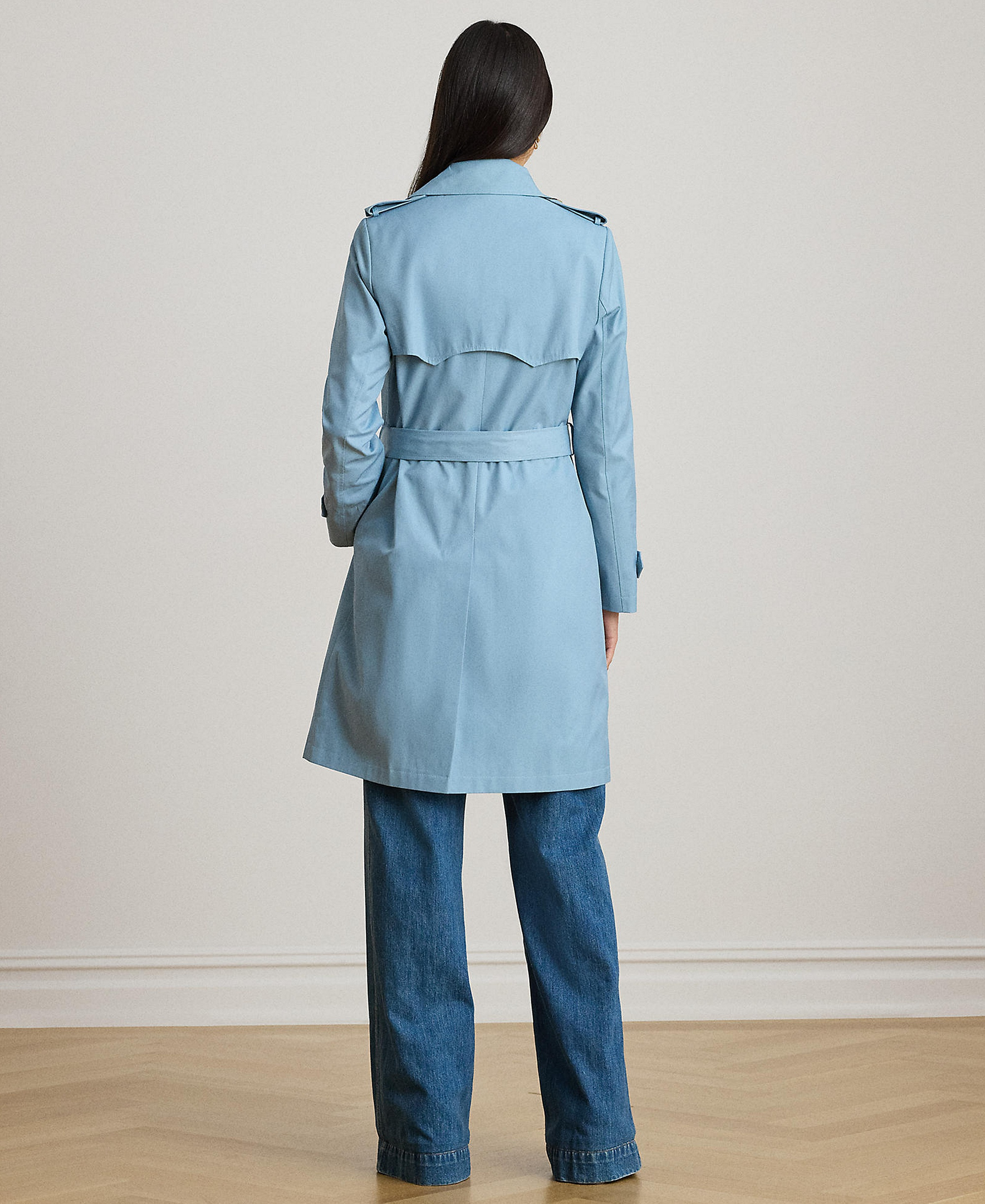 Lauren Ralph Lauren Women's Double-Breasted Belted Trench Coat, Created for Macy's - Blue Note