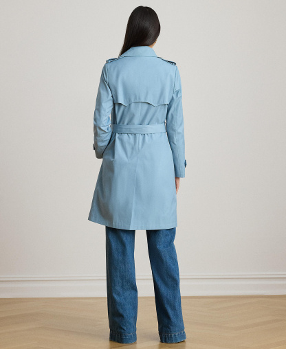 Lauren Ralph Lauren Women's Double-Breasted Belted Trench Coat, Created for Macy's - Blue Note