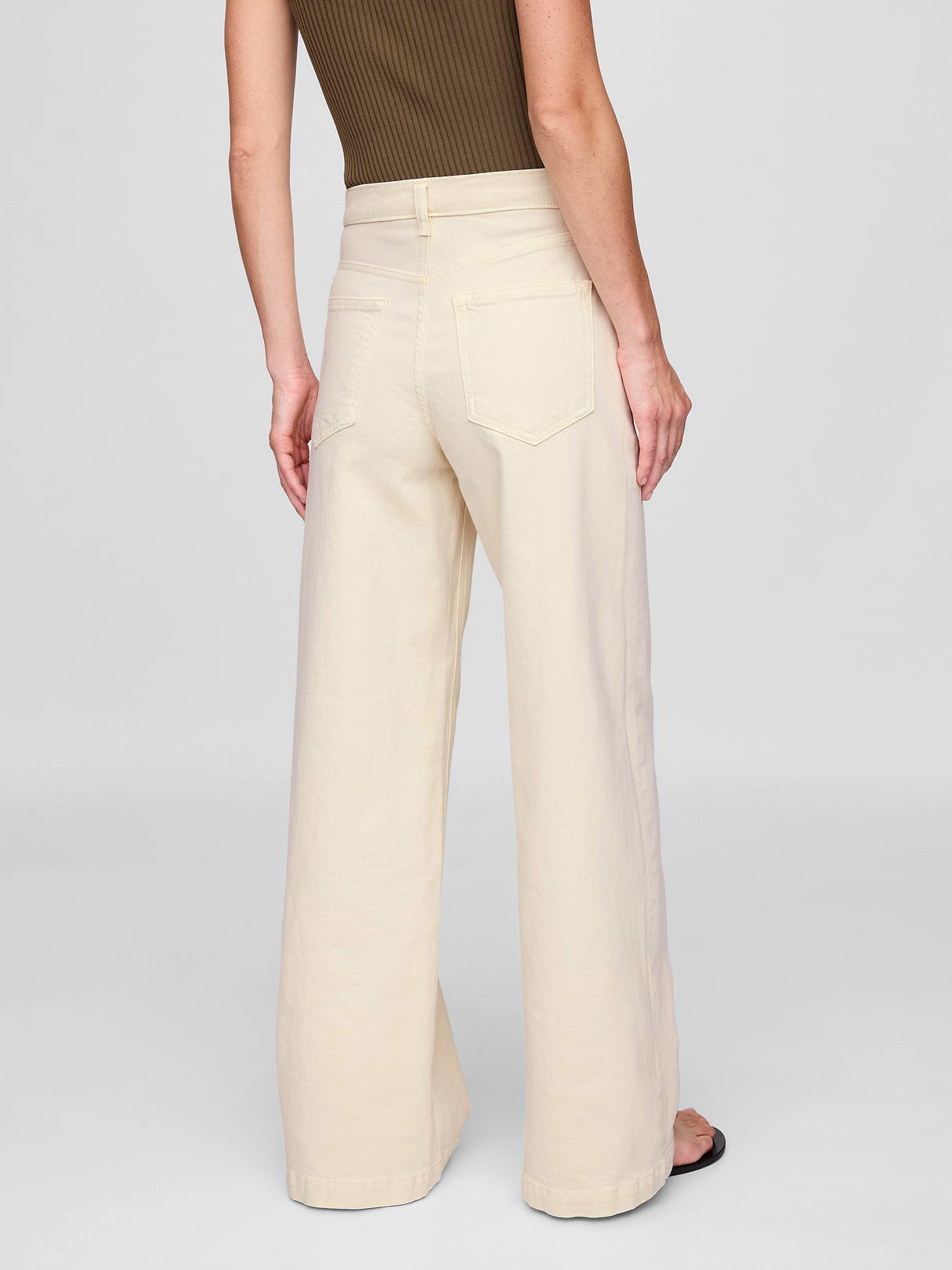 High Rise Stride Wide-Leg Jeans - Beach pebble
