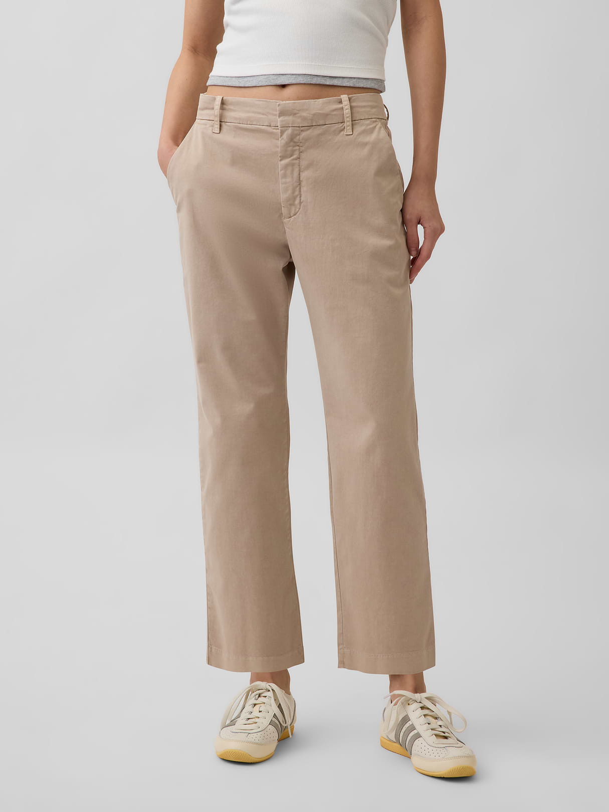 Mid Rise Khakis - Wicker tan