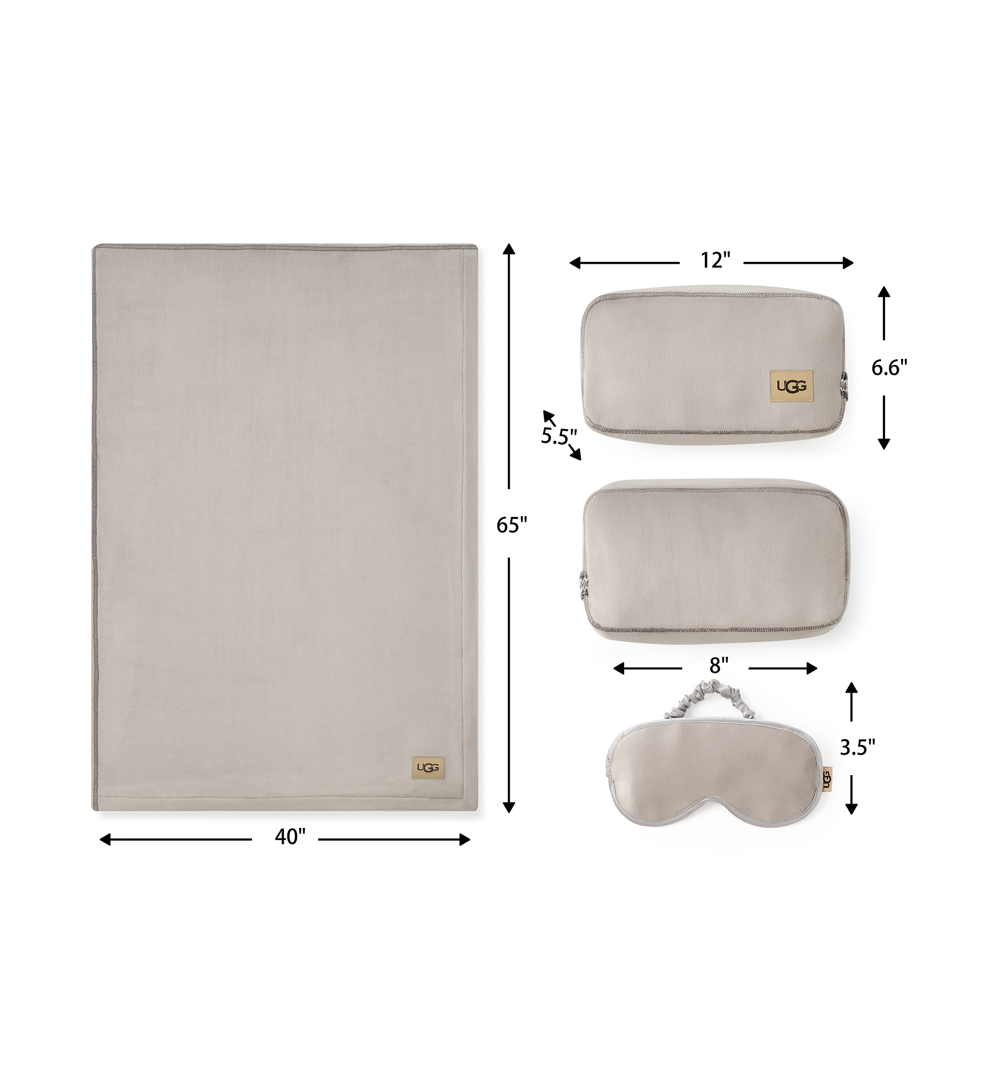 UGG® Raegan 3-Piece Throw, Eye Mask and Case Gift Set - Oyster