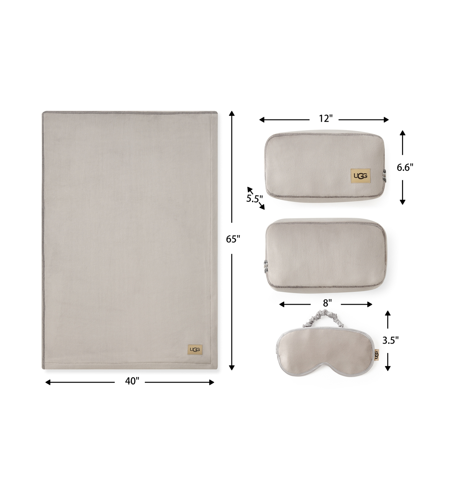 UGG® Raegan 3-Piece Throw, Eye Mask and Case Gift Set - Oyster