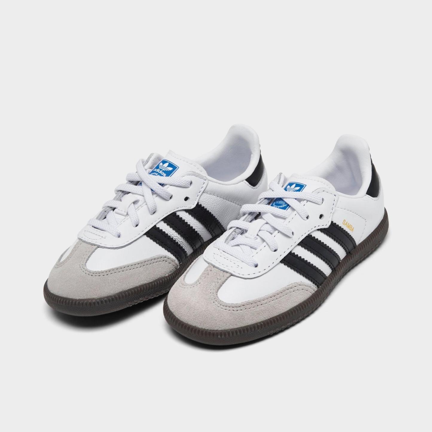 Kids' Toddler adidas Originals Samba OG Stretch Lace Casual Shoes - White/Black/Gum 5 - view 2