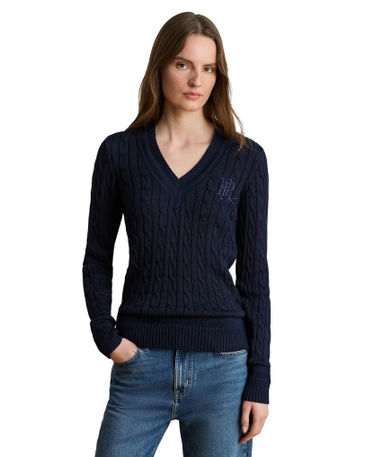 Lauren Ralph Lauren Women's Long-Sleeve V-Neck Cable Knit Sweater