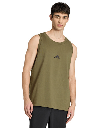 adidas Men's Small Logo Regular-Fit Tank Top - Olive Strata