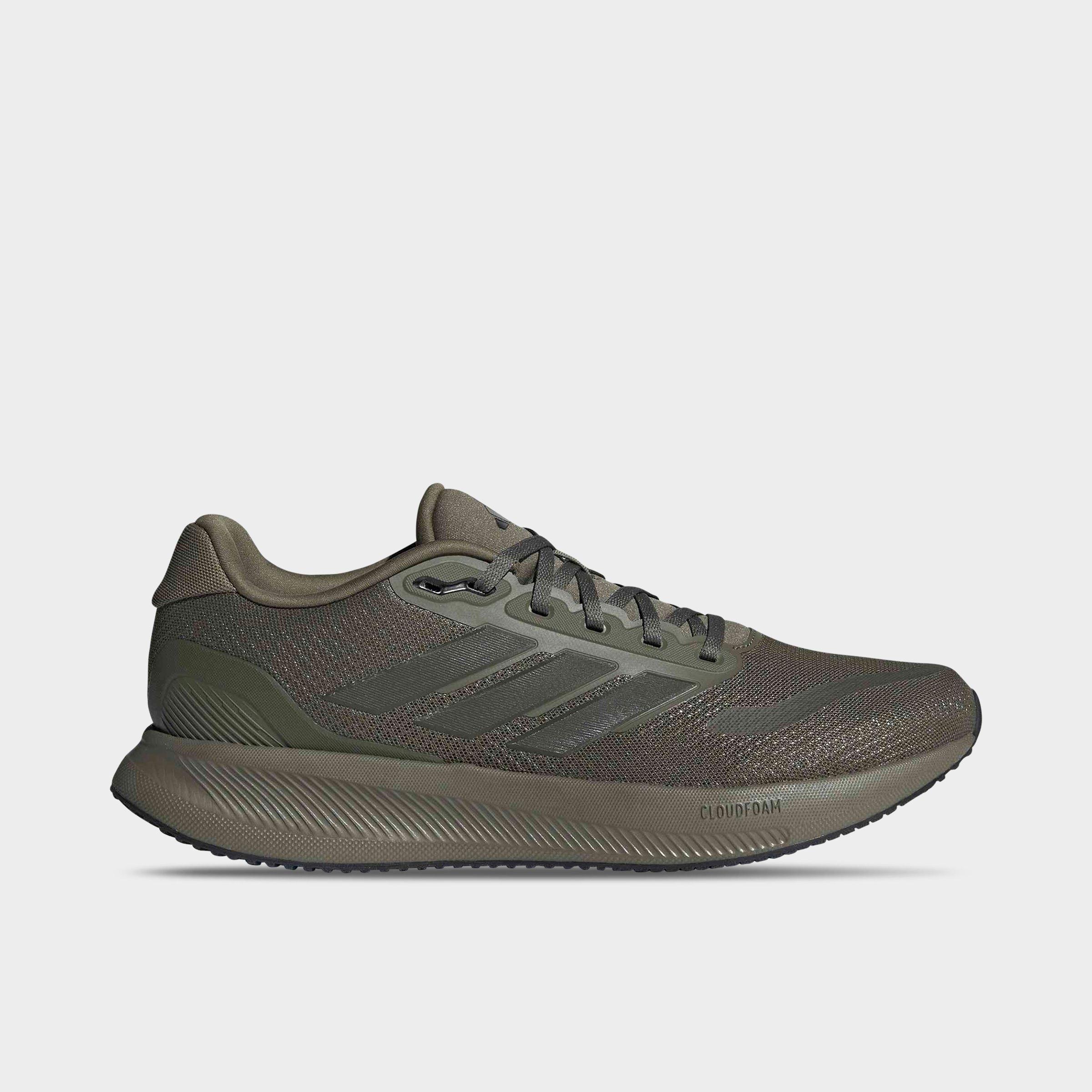 Men's adidas Runfalcon 5 Running Shoes - Olive Strata/Shadow Olive/Core Black - Left shoe facing left. Outside of the shoe.