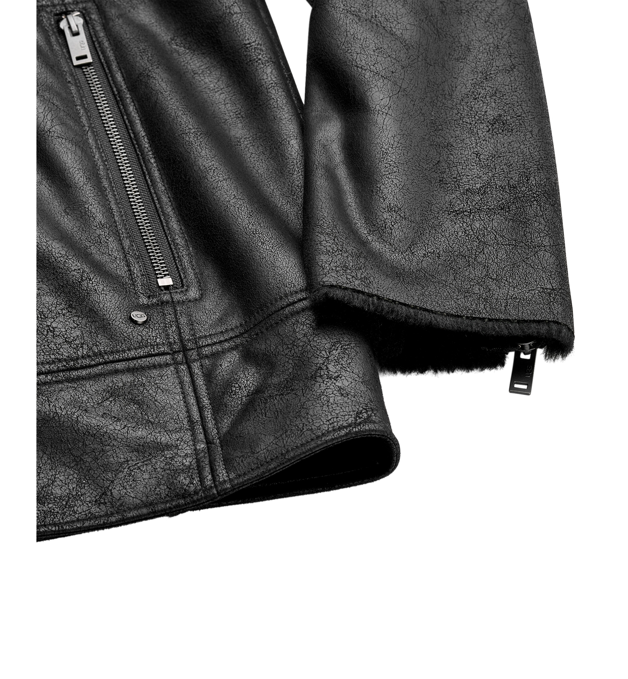 UGG® Men's Thayden Luxefluff Fleece Lined Faux Leather Jacket - Black