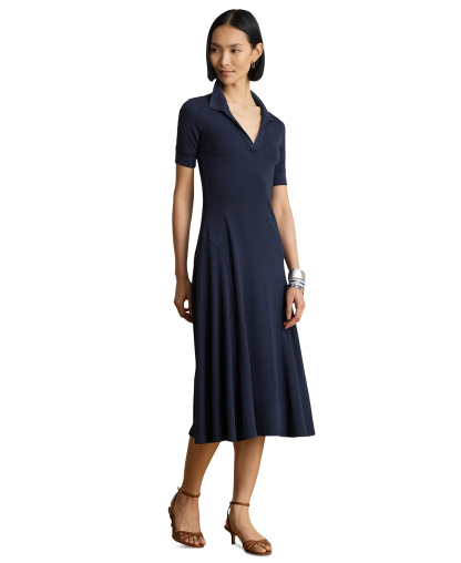 Lauren Ralph Lauren Women's Rib Knit Collared Dress - Lauren Navy