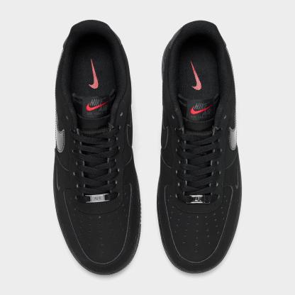 Men's Nithtke Air Force 1 '07 LV8 Casual Shoes - Part 3 - Black/Black/Dark Smoke Grey/University Red - Top view