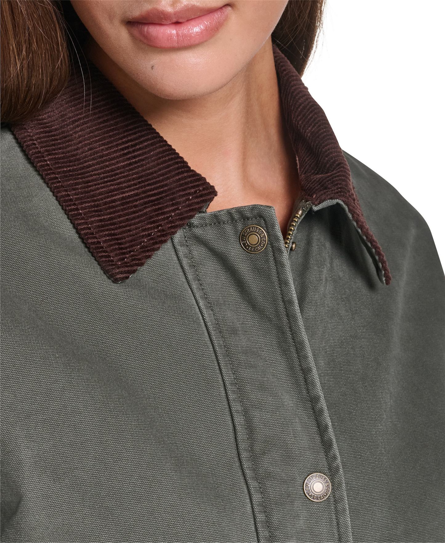Levi's Women's Cropped Cotton Corduroy-Collar Barn Jacket - Olive