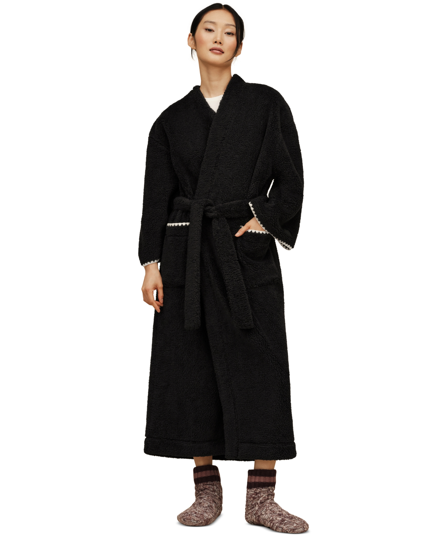 UGG® Women's Linet Fleece Long Robe - Black